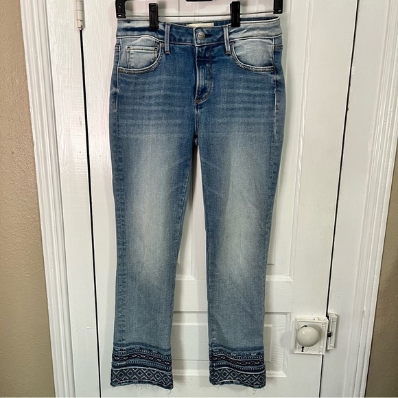 Driftwood Colette Crop Ankle Jeans Diamond Blue Embroidered 26 P2 - Picture 4 of 12